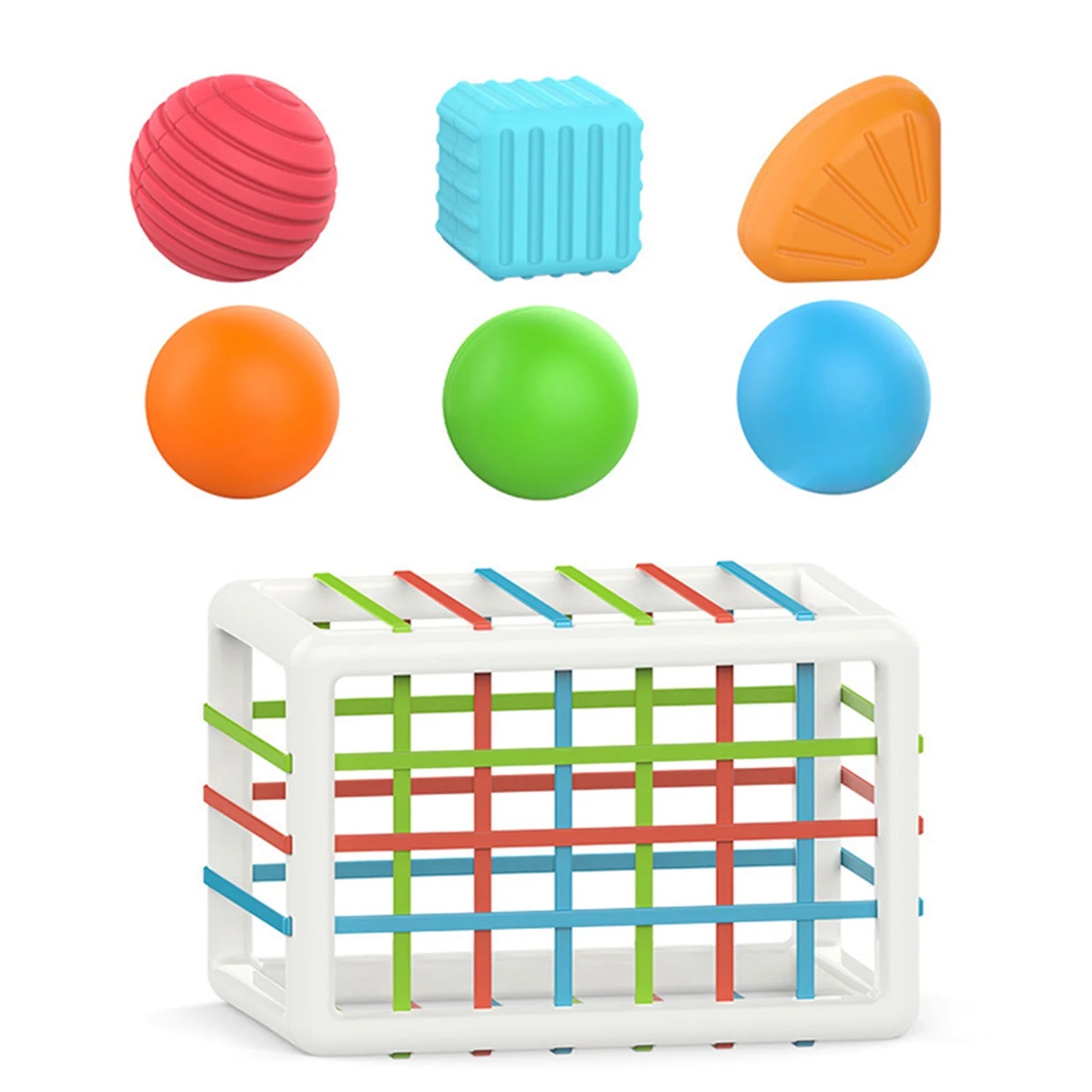 Shape Sorter Baby Toys with Storage Cube Bin & Sensory Shape Blocks Q541