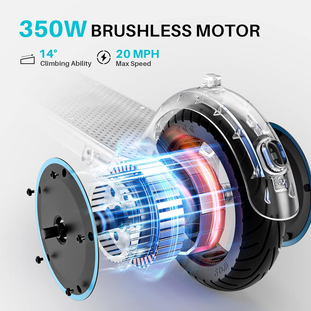 Gray Electric Scooter with 10" Airless Tire, 28 Miles Range, 350W Motor, 20 MPH Max Speed Z2438