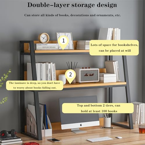 3-Tier Metal Wood Desk Bookshelf H189