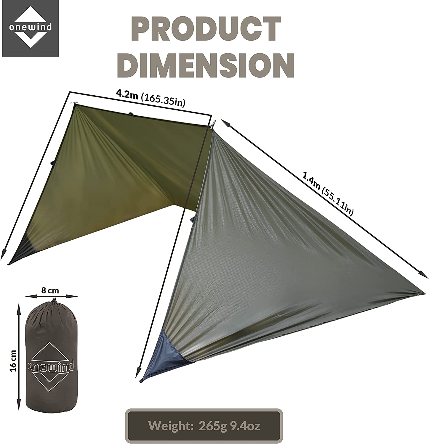 Camping Tarp Set with Ripstop Silnylon Silicone PU Coating W8069