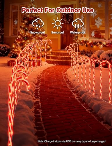 24 Pack 28" Solar Candy Cane Path Lights with Stakes U12131