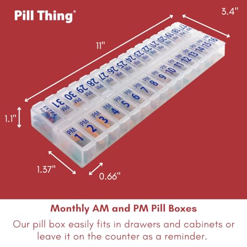 Blue 31 Day AM PM Pill Box Organizer Set K493