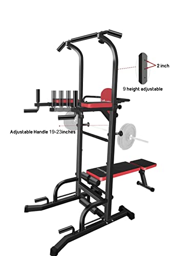 Adjustable Power Tower with Bench Pull Up Bar Dip Station M7647