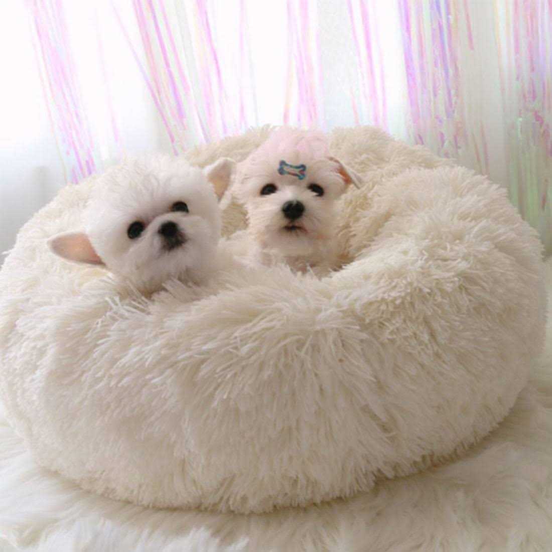 Soft Plush Round Pet Bed for Cats or Small Dogs O296966