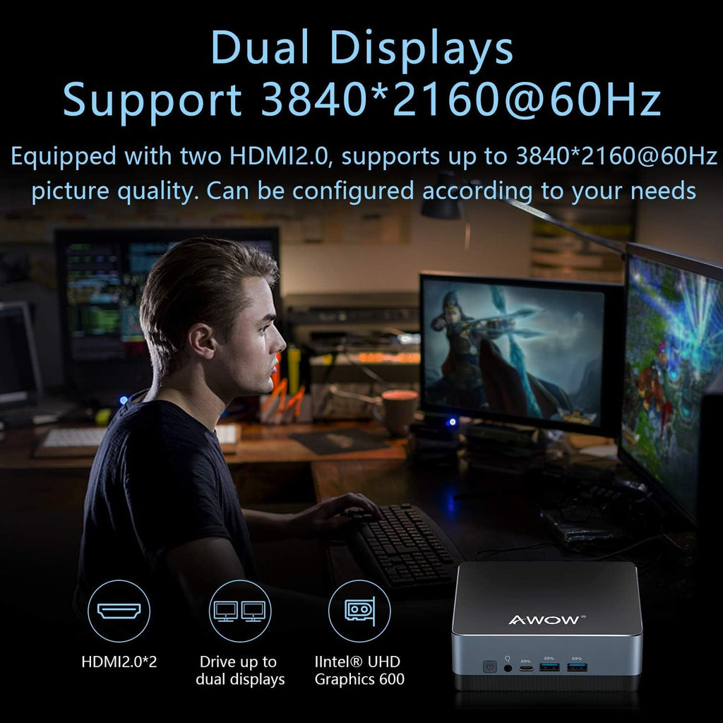 Mini Desktop Computer Intel Celeron J4125 8GB RAM 128GB SATA SSD H110183