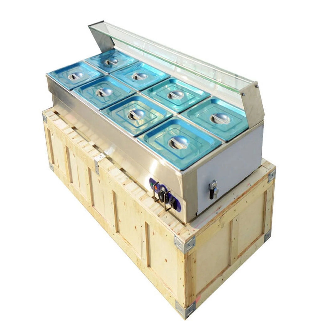 8-Pan Bain-marie Buffet Food Warmer with Glass Guard Y1066