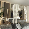 Gold Full Canopy Bed Frame with Headboard and Footboard V386