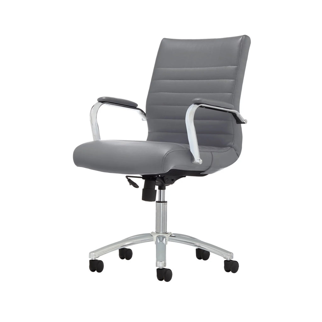 Gray Bonded Leather Mid-Back Chair D944