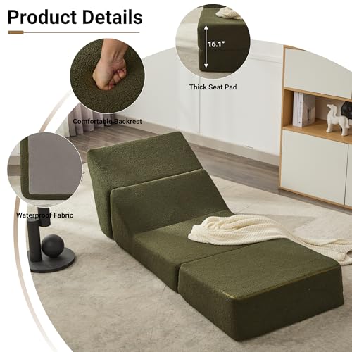 Pink Folding Sofa Bed with Memory Foam F17698