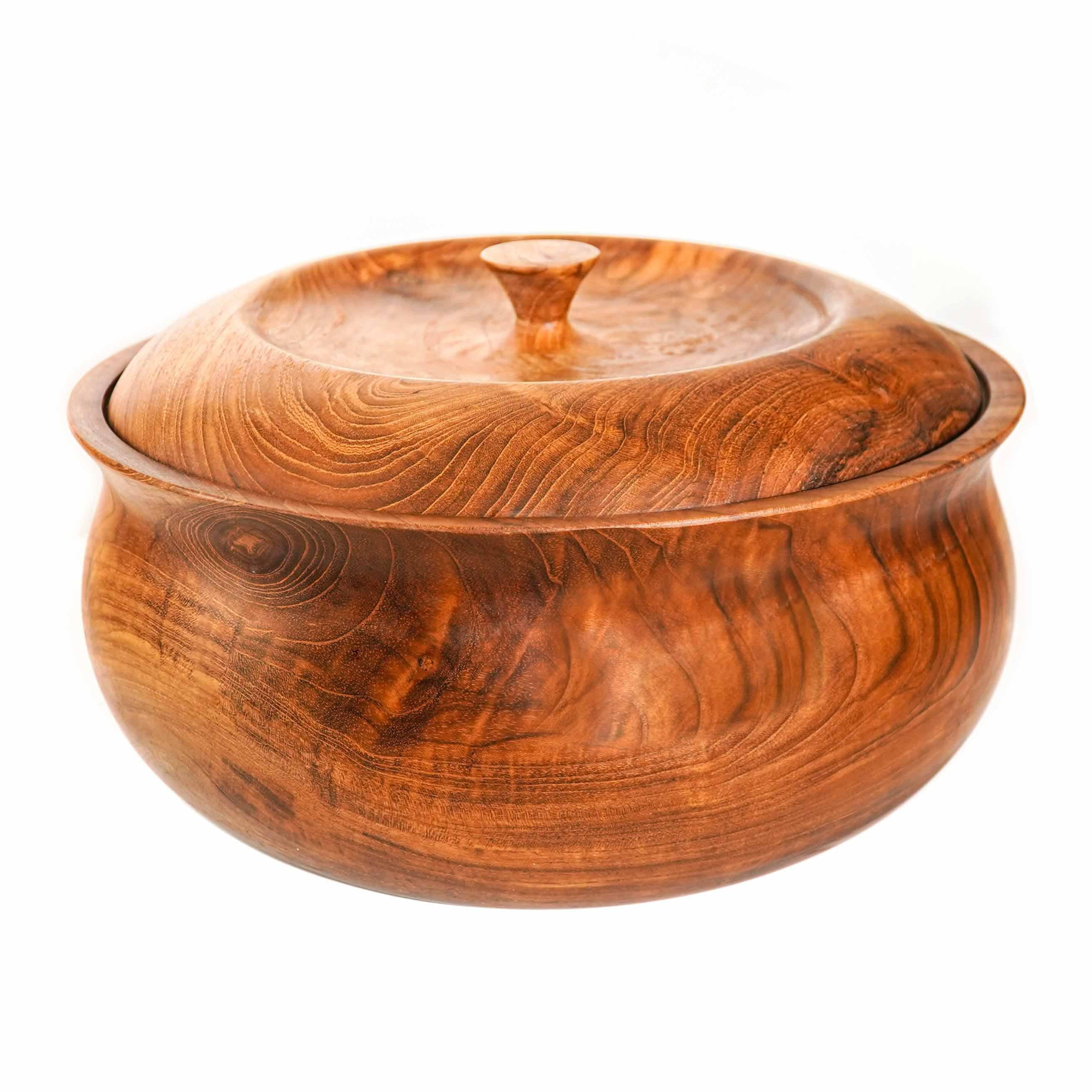 Teak Wood Salad Serving Bowl with Lid R83342