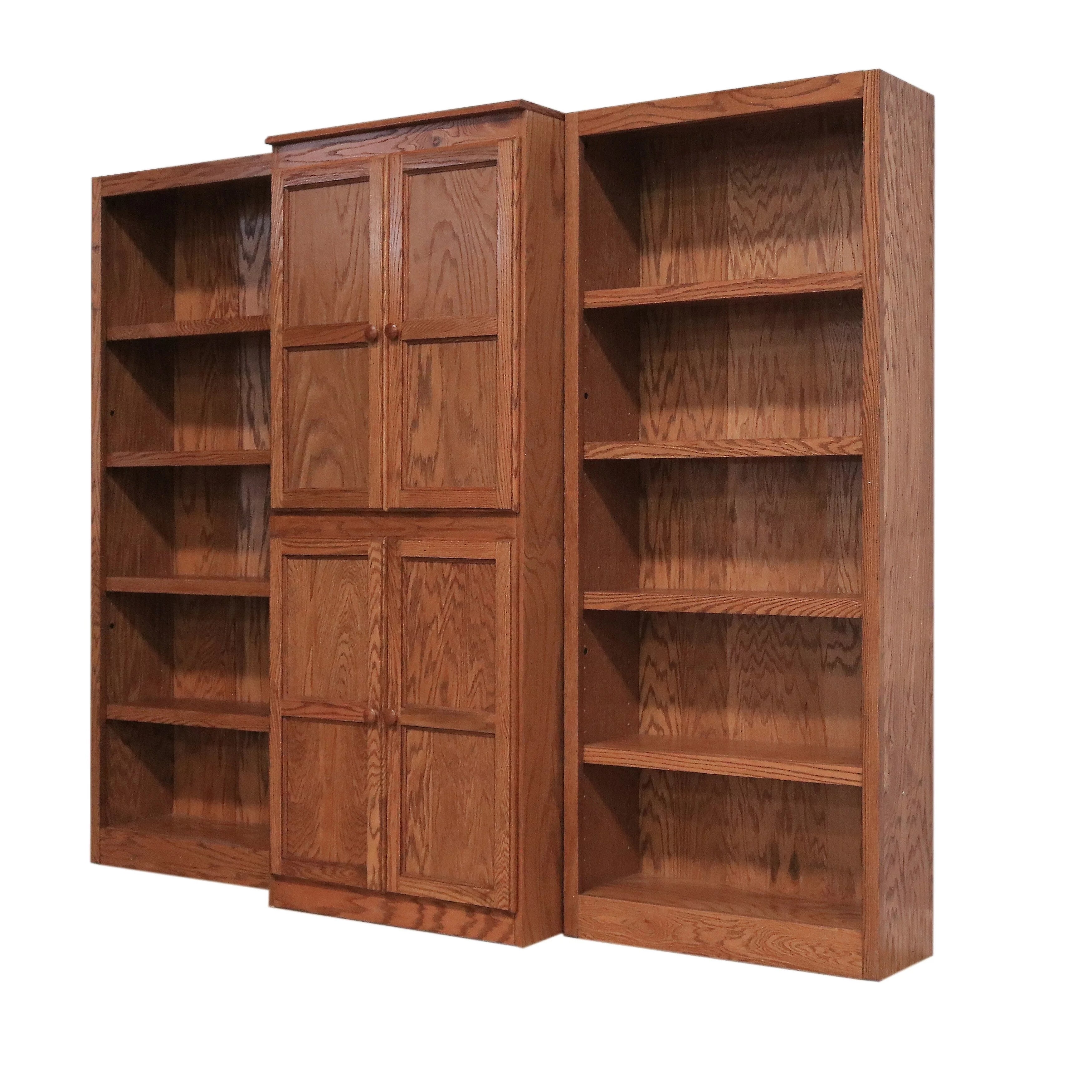 3-Piece Wall and Storage System, 15 Shelves Oak Finish E36183