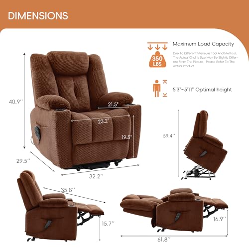 Brown Dual Motor Power Lift Recliner with Massage and Heat G71077
