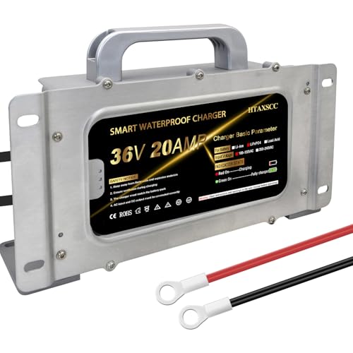 43.8V 20A Lithium Onboard Battery Charger for 36V 12S LiFePO4 Battery, IP67 Waterproof Smart Charger O729077