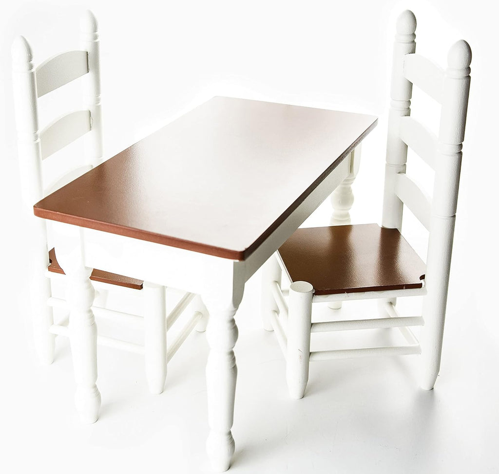 18 Inch Doll Furniture Wooden Kitchen Table and Two Chairs U7041