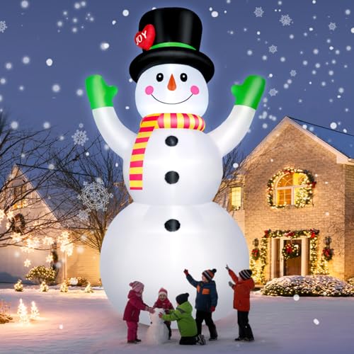 10 FT Christmas Inflatables Snowman Outdoor Yard Decorations with LED Lights V555