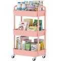 Black 3-Tier Plastic Rolling Utility Cart with Wheels A402