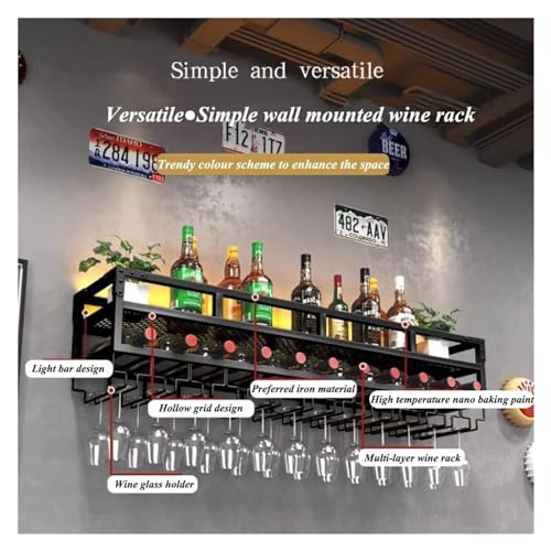 2-Layer Wall Mounted Wine Rack with LED Light U36848