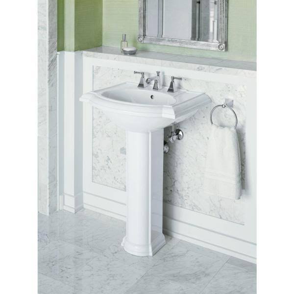White 24x22 Pedestal Bathroom Sink X7630