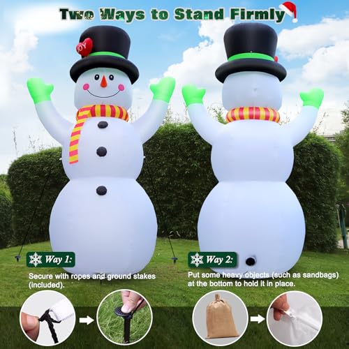 10 FT Christmas Inflatables Snowman Outdoor Yard Decorations with LED Lights V555