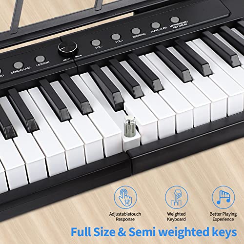 88 Key Semi Weighted Electric Digital Piano with Sustain Pedal, Power Supply, Stand, Carrying Case, Headphones F69841