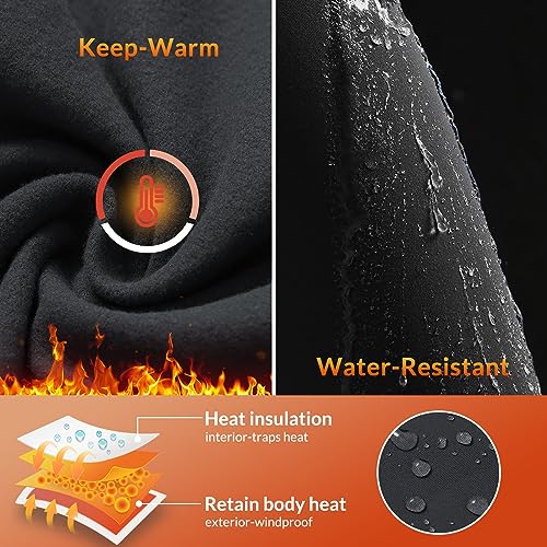 Women's Fleece Lined High Waisted Water Resistant Thermal Warm Winter Leggings with Pockets K347059
