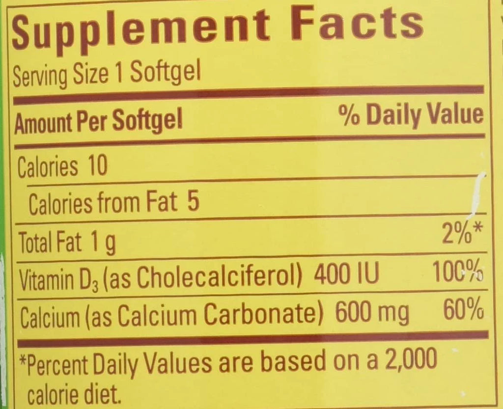 Calcium 600 mg With Vitamin D Liquid Softgels 100 Each - Pack of 4 B314278