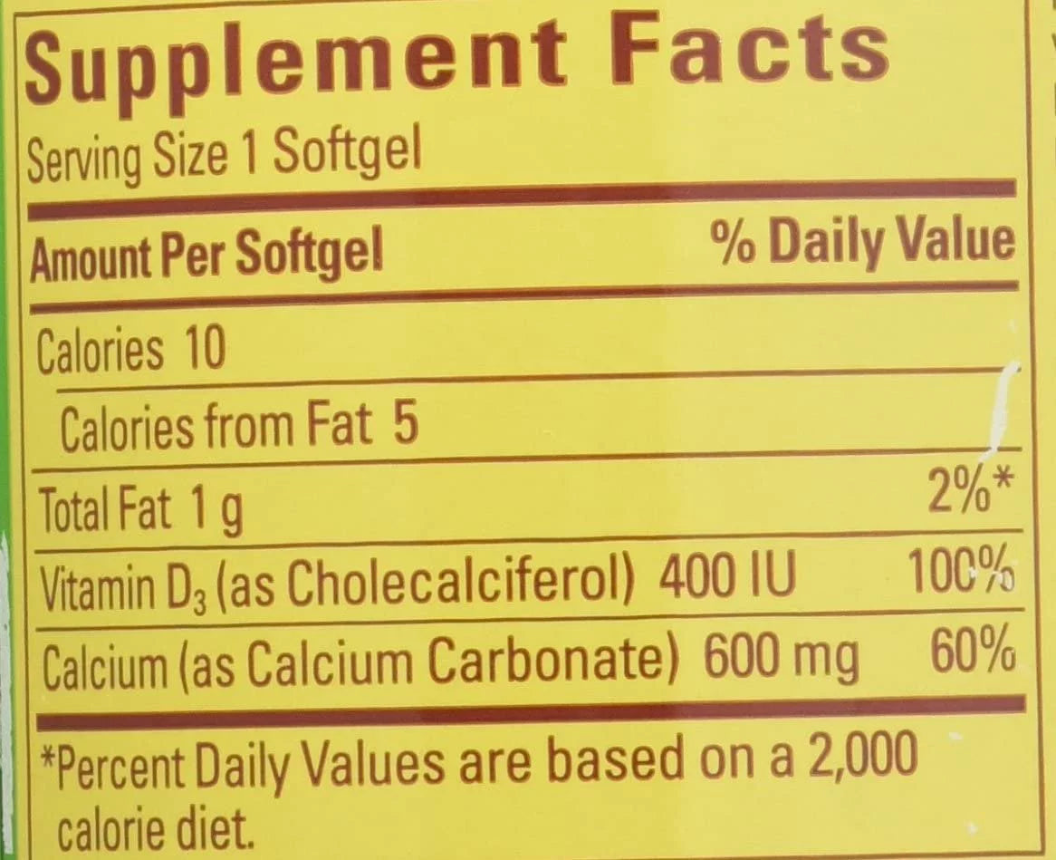 Calcium 600 mg With Vitamin D Liquid Softgels 100 Each - Pack of 4 B314278