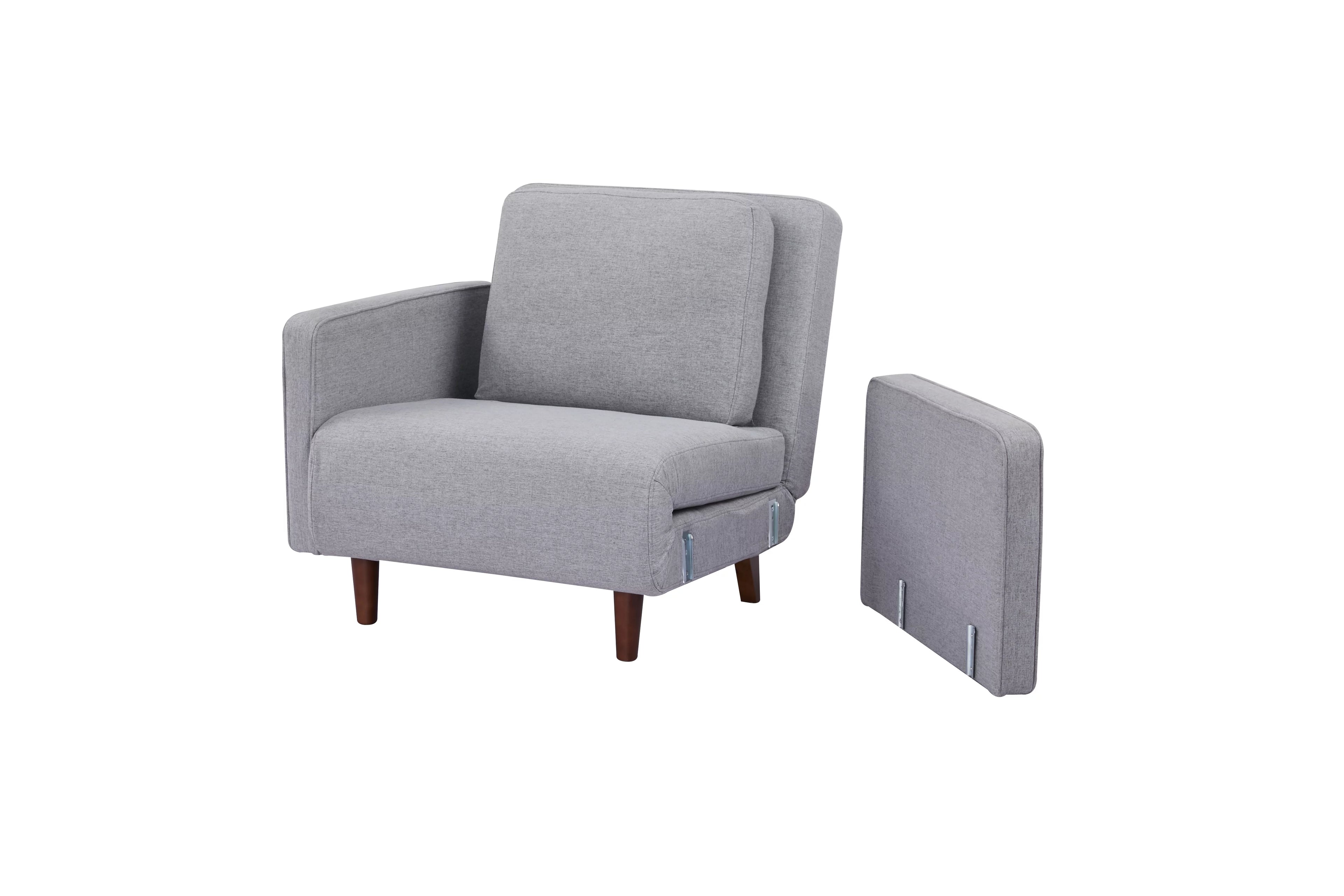 Light Gray Polyester Convertible Futon Sofa Chair O200068