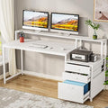 63 Inch Computer Desk with File Drawer Cabinet and Monitor Stand X910