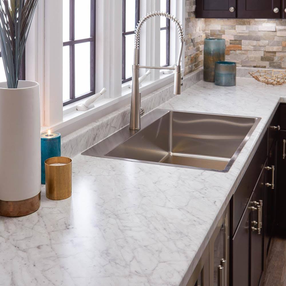 White 4-ft Straight Laminate Kitchen Countertop Y6032