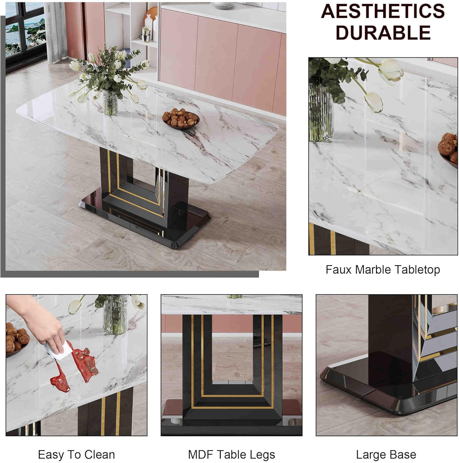 7-Piece Dining Table Set with 6 Soft Chairs K29298
