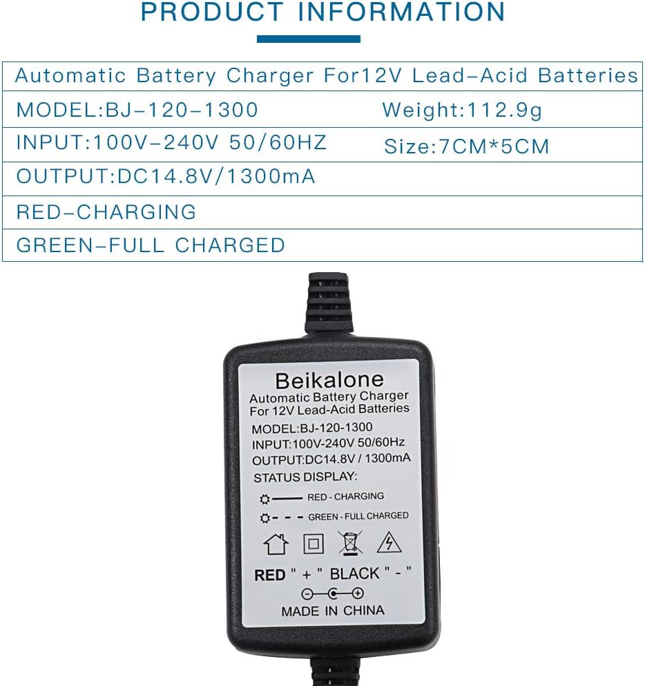 12V Sealed Lead Acid Battery Charger 1300mA K9565