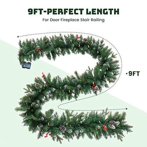 9 FT Pre-lit Christmas Garland with Lights J13126