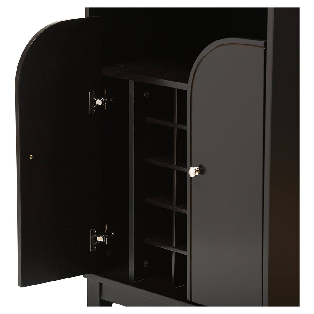 Dark Brown Wood Dry Bar and Wine Cabinet U709