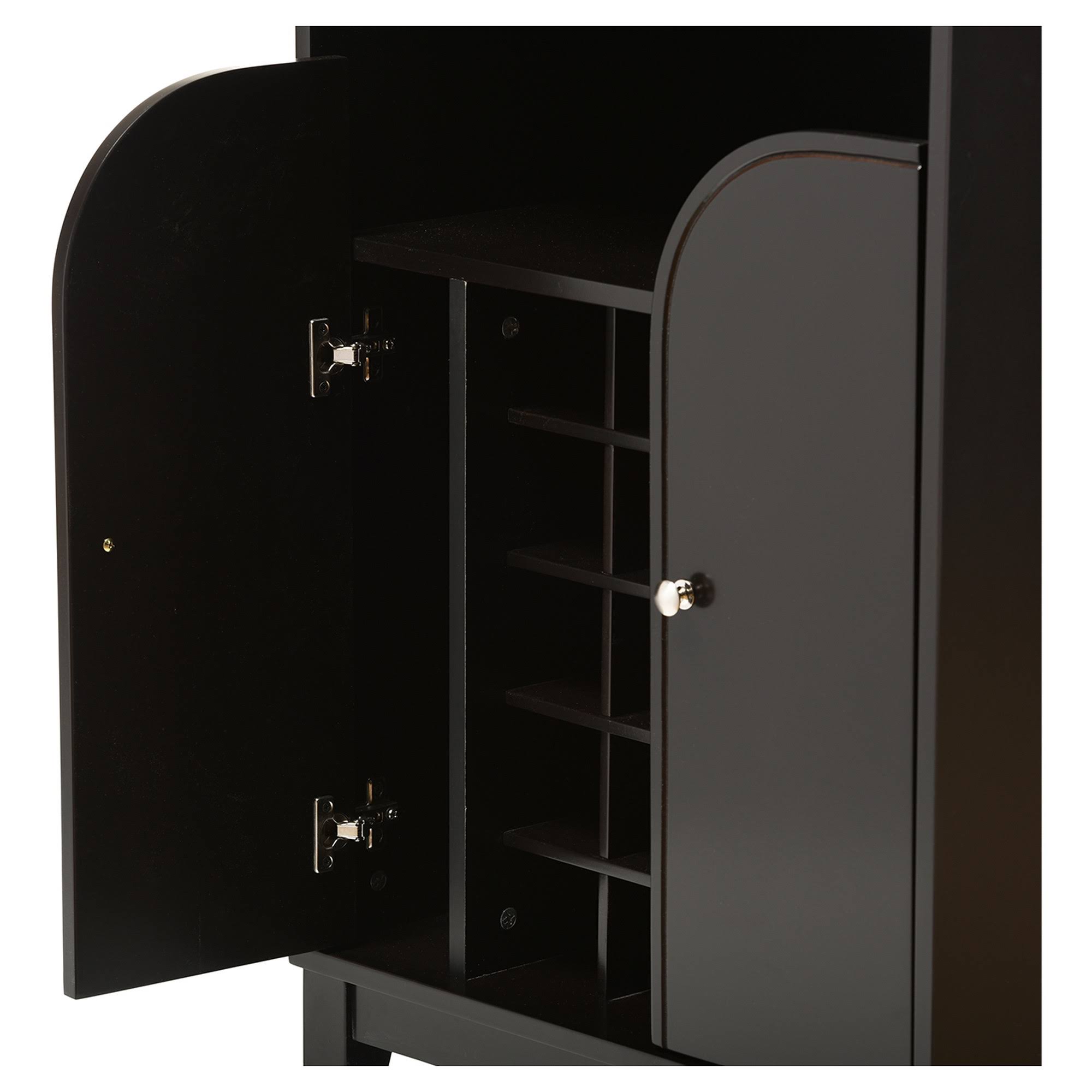 Dark Brown Wood Dry Bar and Wine Cabinet U709