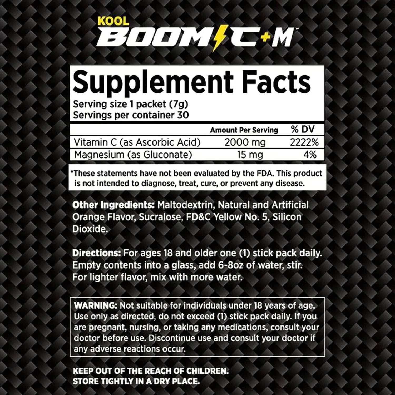 30 Stick Packets Vitamin C 2,000 Mg Magnesium T41626