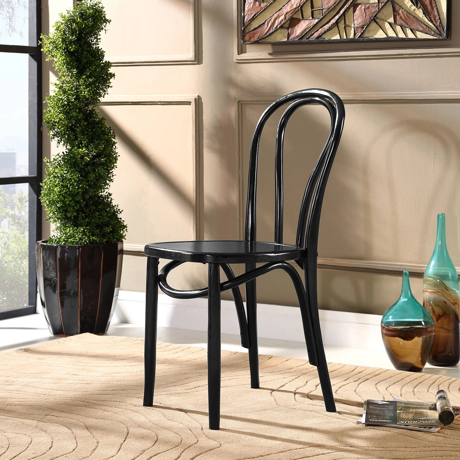 Black Wood Dining Side Chair U638073
