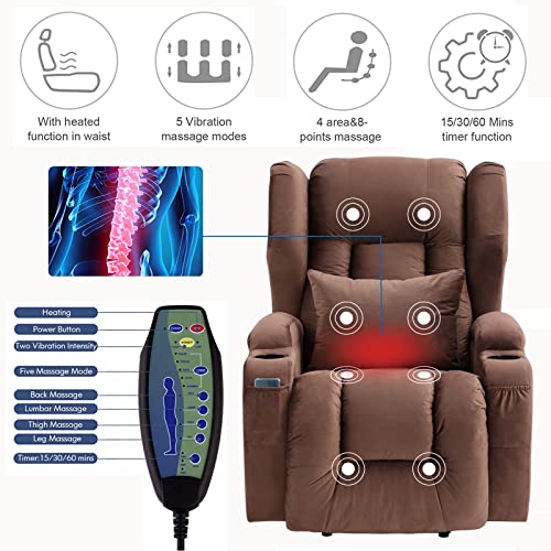 Overstuffed Power Lift Recliner Chair with Massage and Heating M385