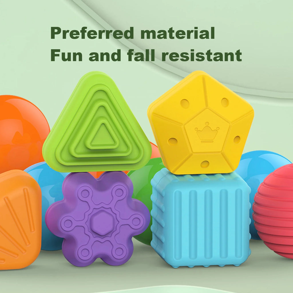 Shape Sorter Baby Toys with Storage Cube Bin & Sensory Shape Blocks Q541