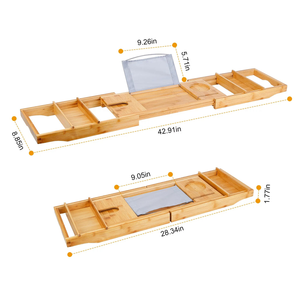 Extendable Bathtub Caddy Tray with Shelves V889