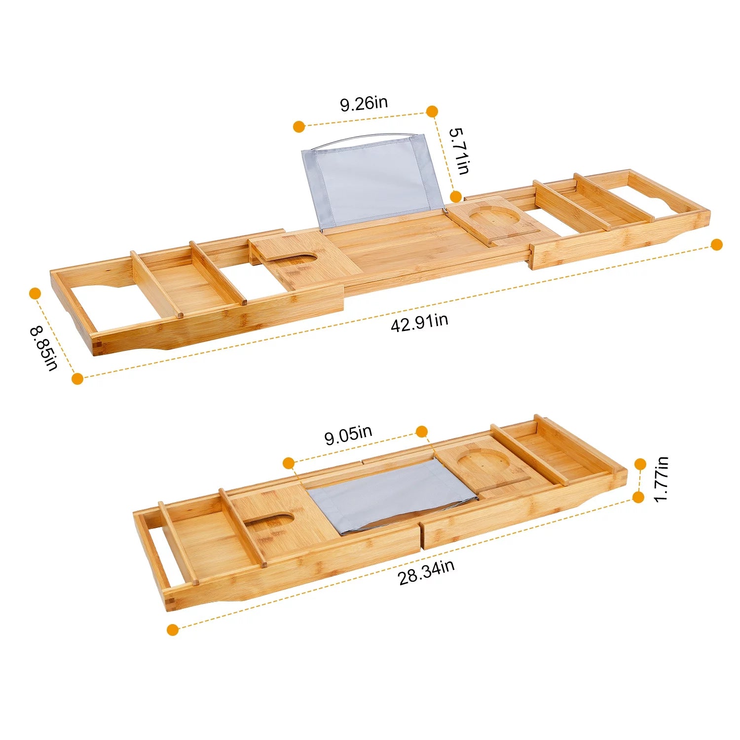 Extendable Bathtub Caddy Tray with Shelves V889