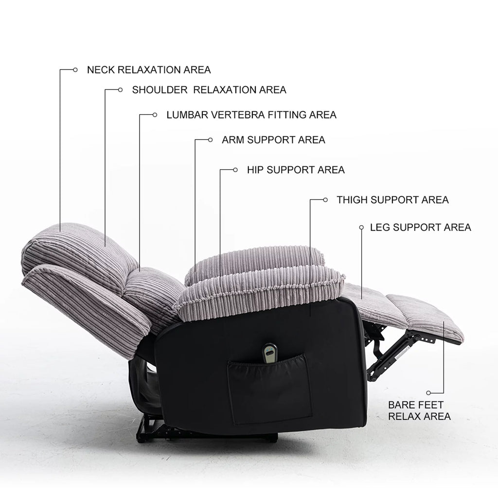 Electric Lift Recliner with Heat and Massage, Heavy Lounge Chair with Padded Arms and USB F74890