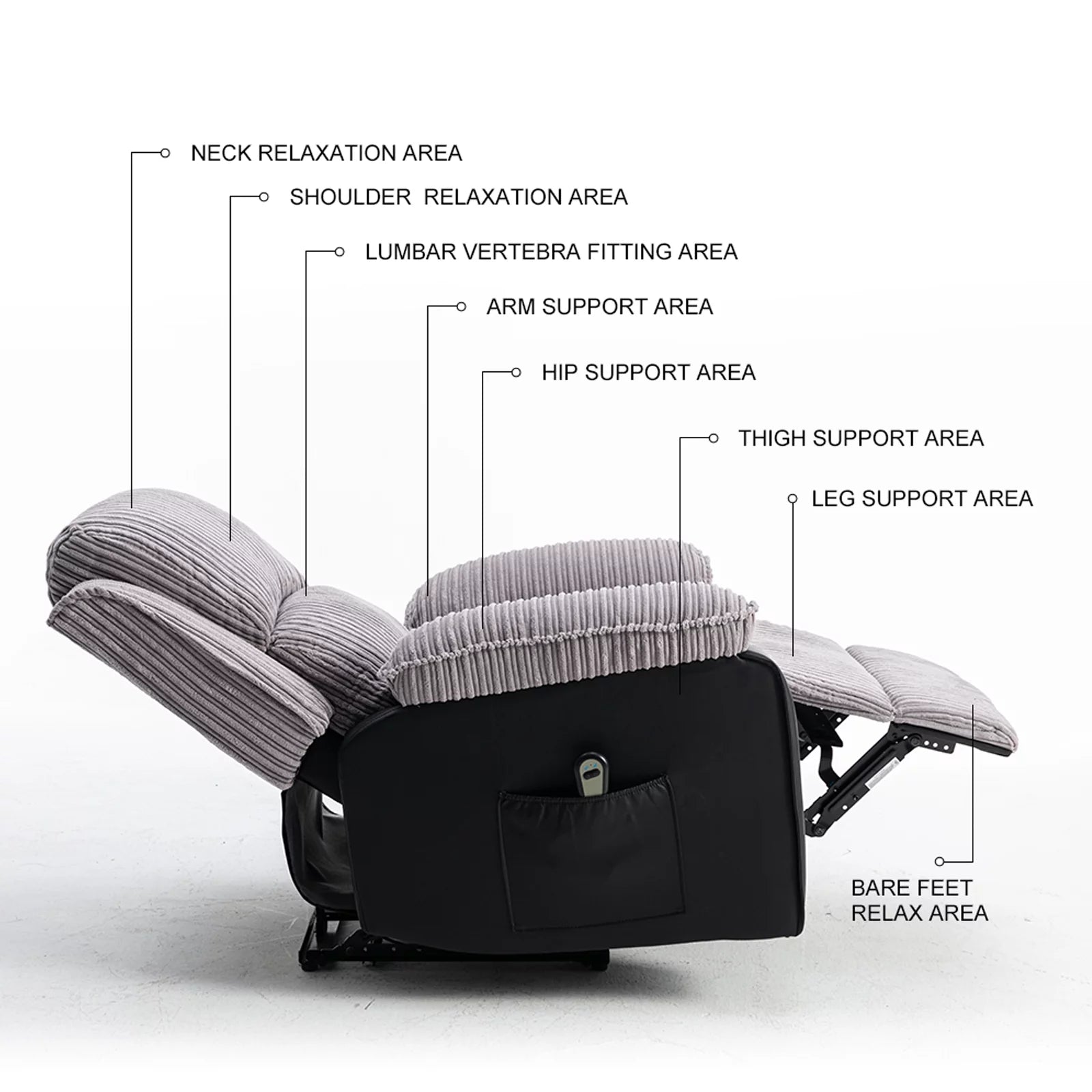 Electric Lift Recliner with Heat and Massage, Heavy Lounge Chair with Padded Arms and USB F74890