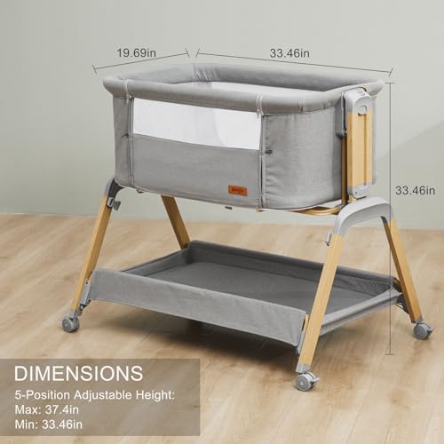 Navy Blue 3 in 1 Baby Bassinet with Mattress and Wheels U859332