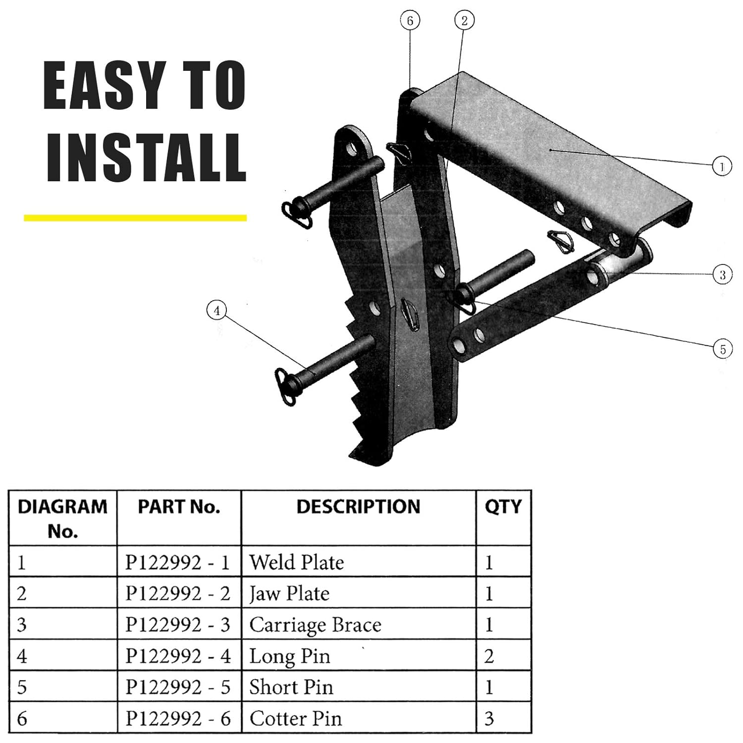 24 Backhoe Thumb, 1/2 Steel Thickness Black Steel Weld On Thumb Attachments with 12mm Bolt-On Design U741878
