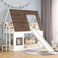 Twin-Over-Twin Wooden Bunk Bed with Storage, Gray+White P809609