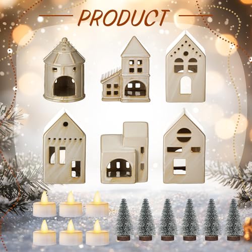 Ceramic Christmas Village Houses Porcelain Christmas Village Sets Matt Ceramic LED Lighted Xmas Town Houses X723809