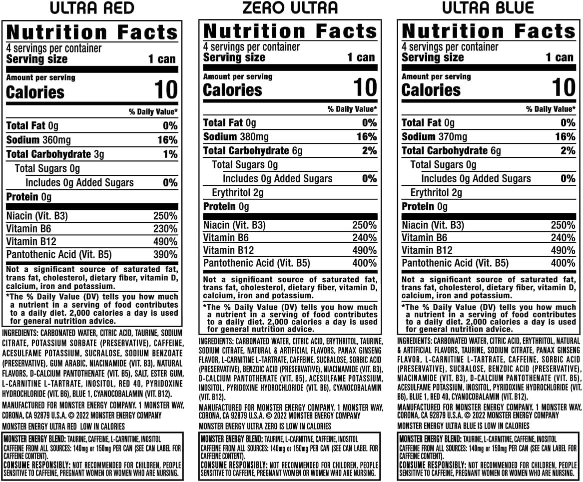 3 Flavor Variety Pack Sugar Free Energy Drink, 16 Ounce (Pack of 12) D7084