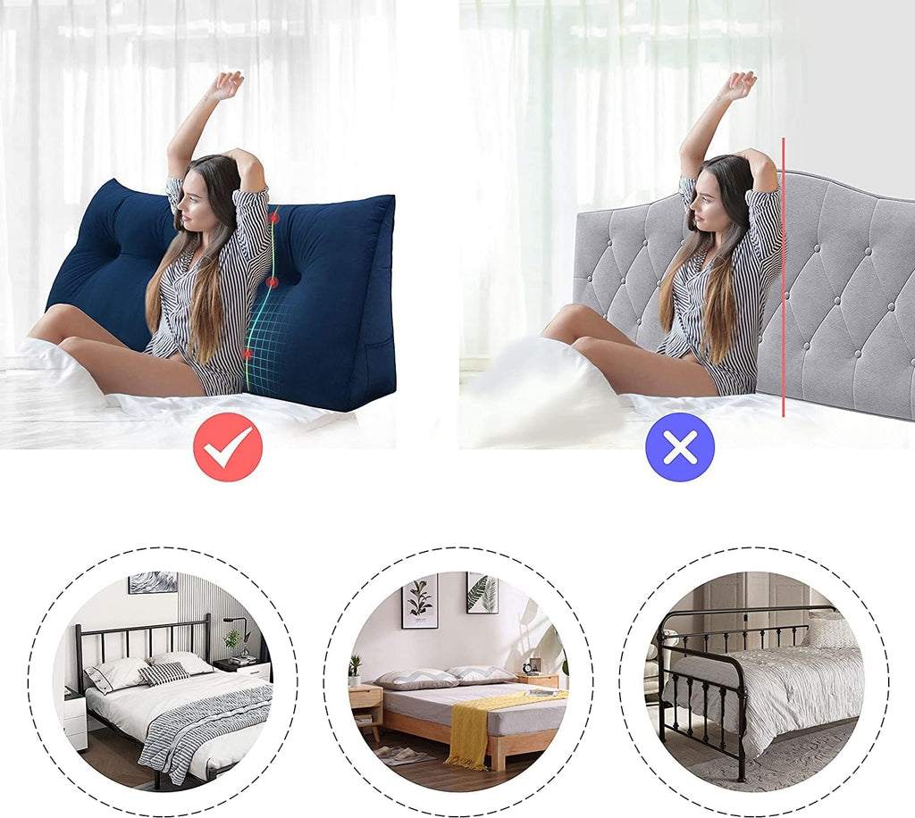 Deep Blue Velvet Large Reading Pillow Y6334