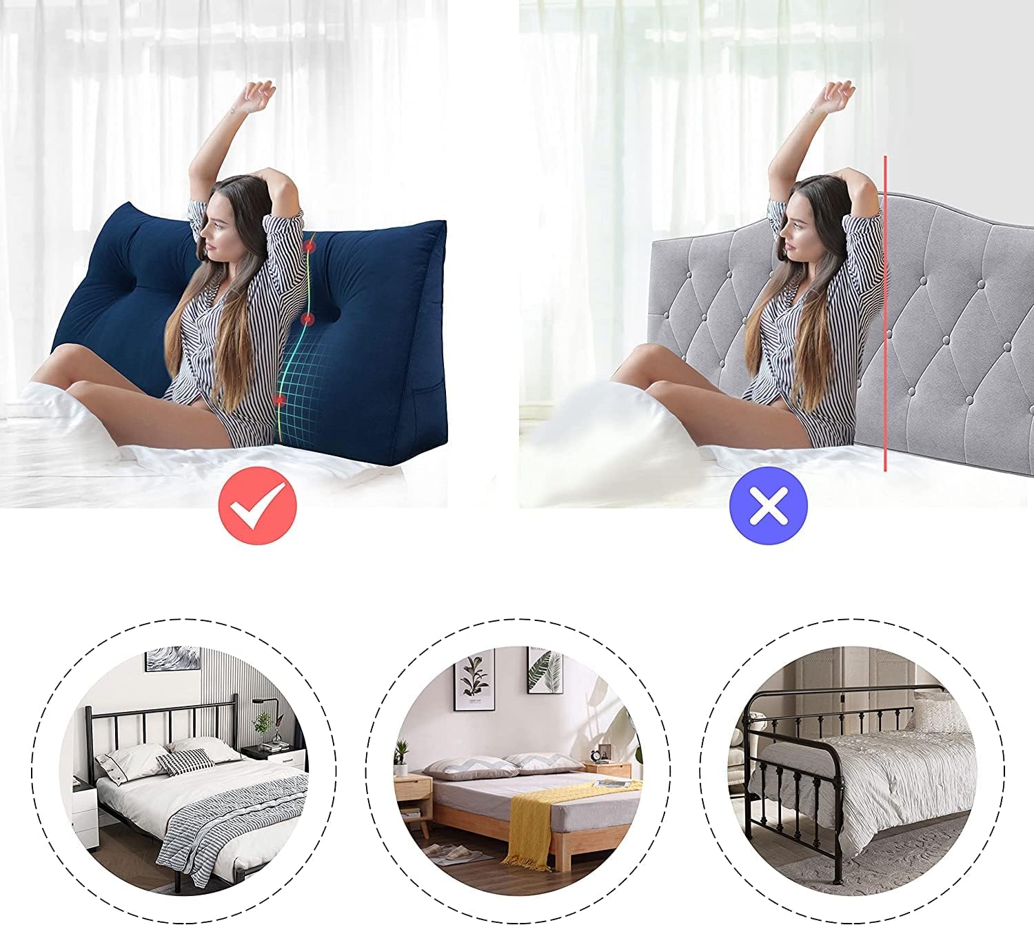 Deep Blue Velvet Large Reading Pillow Y6334